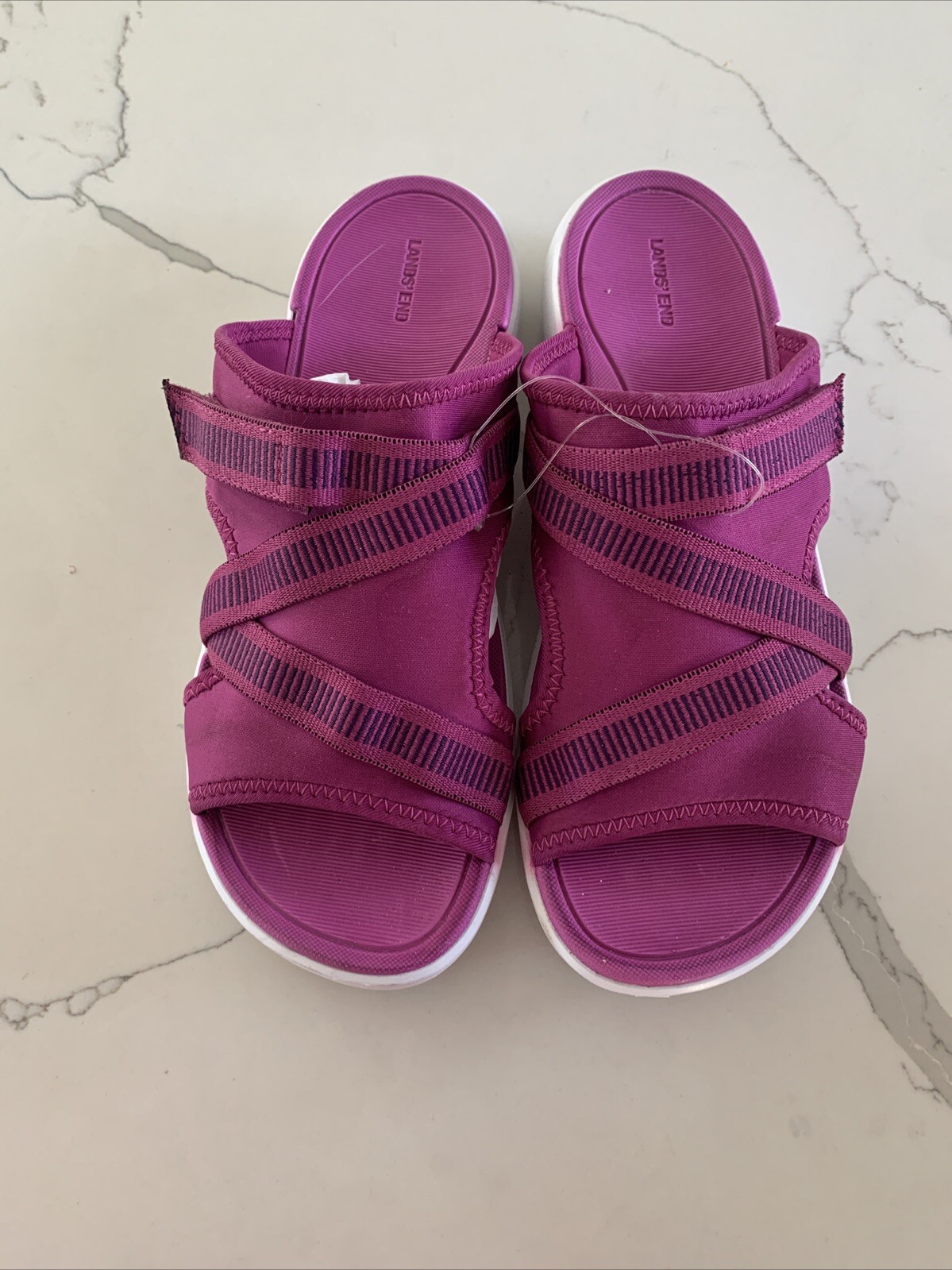 Women’s US 9B Lands End Strap Sandal Magenta Pool Beach Walking Slide