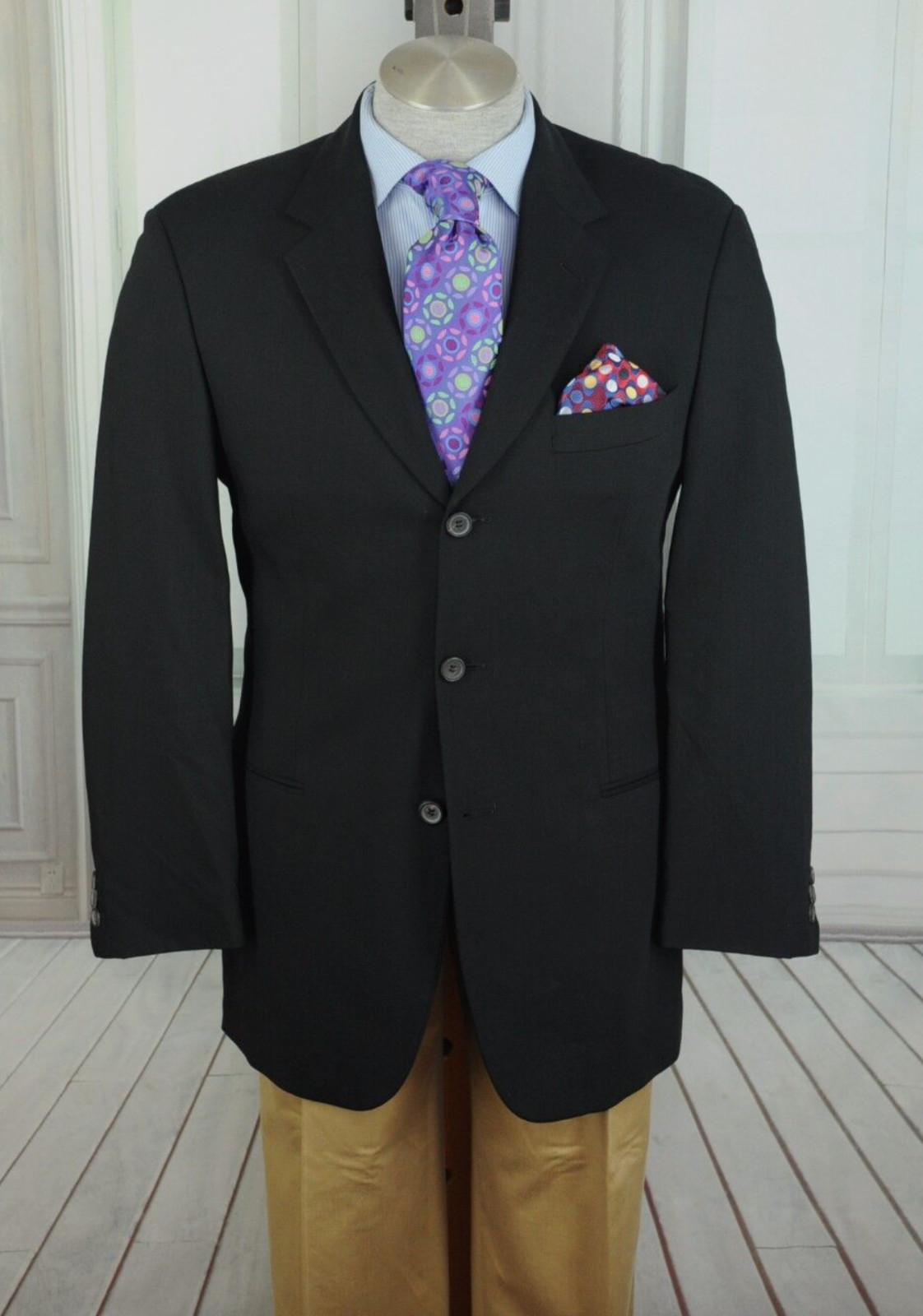 Hugo Boss Men’s Black All Season Wool Blazer Sport Coat 40R 40 Regular
