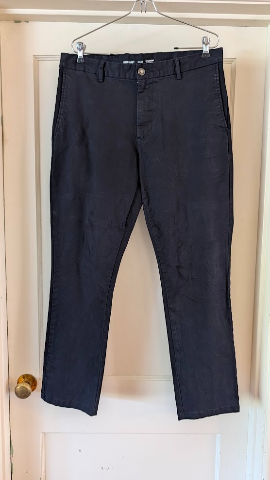 Old Navy Straight Rotation Chino Pants 34×30, Black, 98% Cotton, 2% Elastane