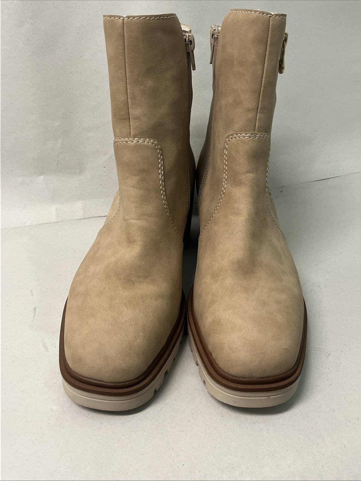 RIEKER Sandra 60 Comfort Heeled Ankle Booties In Beige, Sz 42, Approx US Sz 11