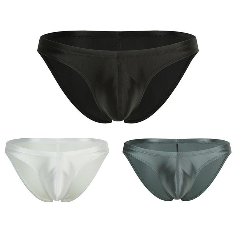 3x Lot Sexy Mens Silky Satin Underwear Briefs Low Rise Underpants Bikinis #a