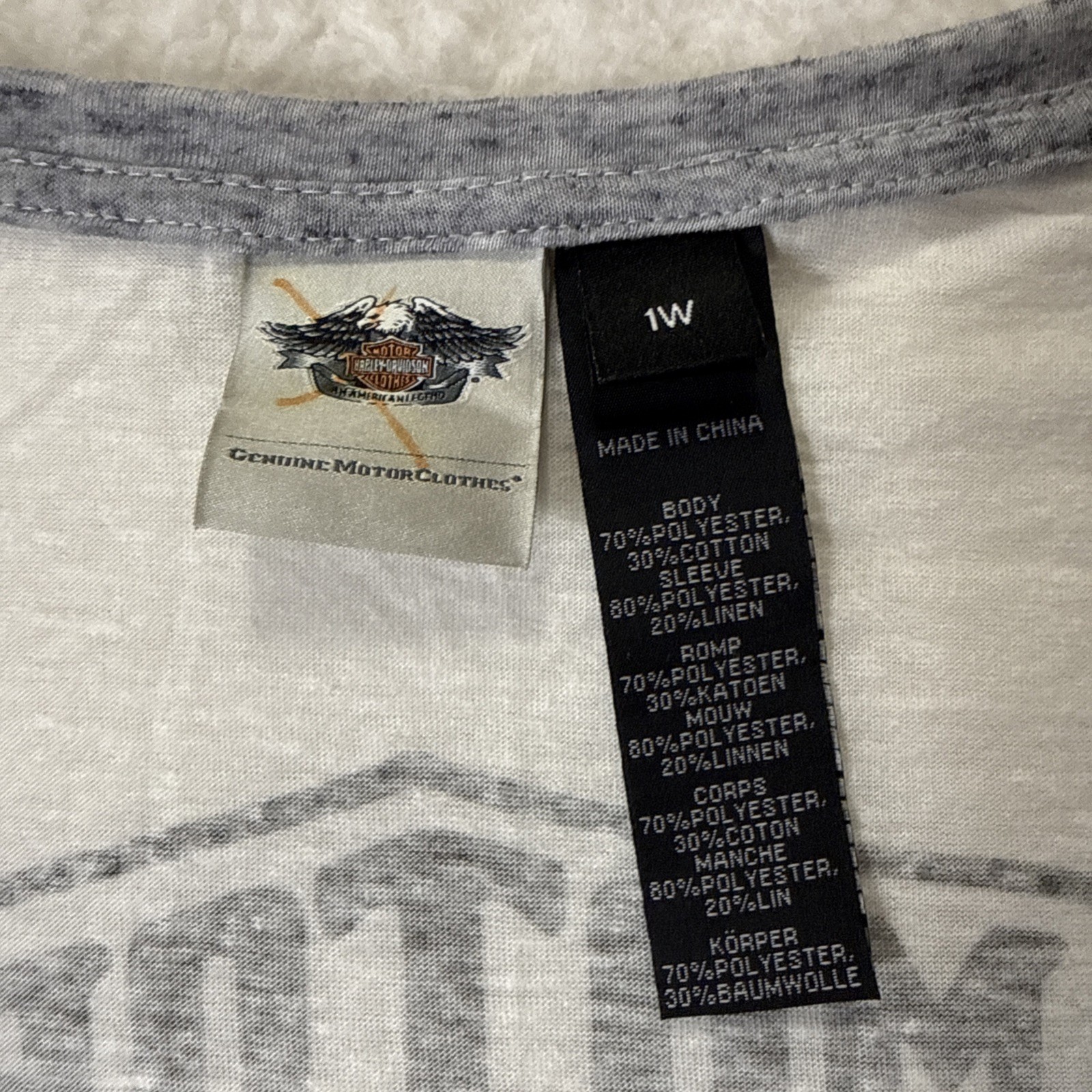 Harley Davidson Women’s White Gray Long Sleeve Bedazzled Jeweled Shirt 1W 18-20