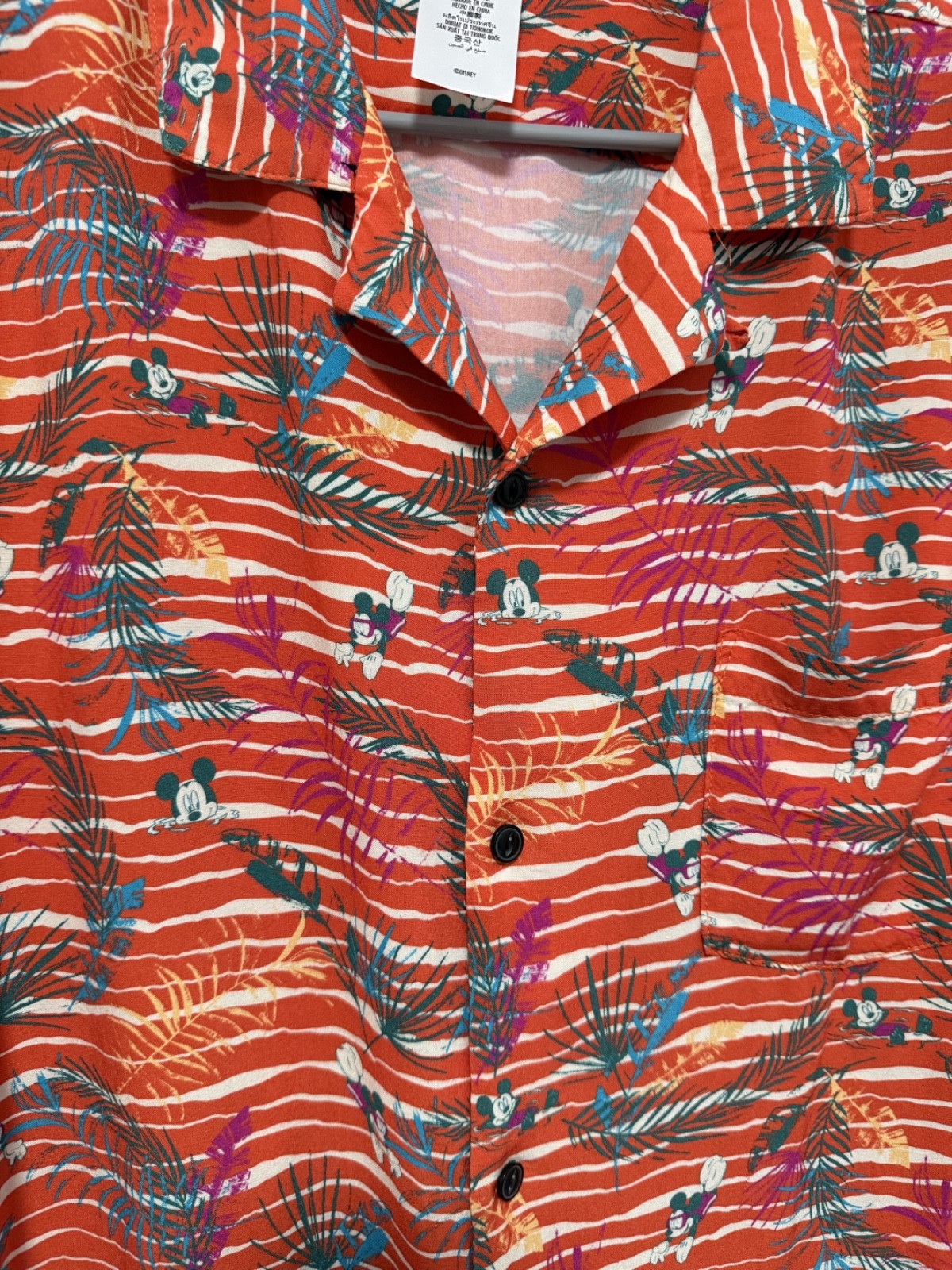 Disney Mickey Mouse Resort Button Down Hawaiian Mens Shirt