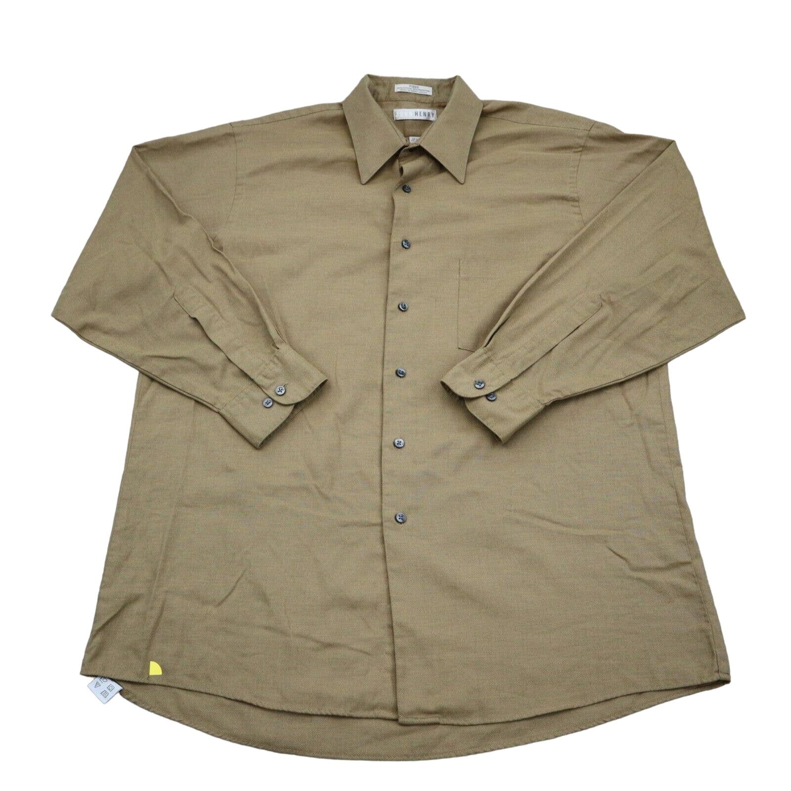 John Henry Shirt Mens 32 Brown Long Sleeve Point Collar Barrel Cuff Dress Shirt