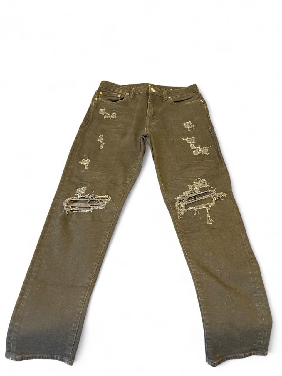 American Eagle Cozy AirFlex+ Slim Straight Jeans Gray Distressed