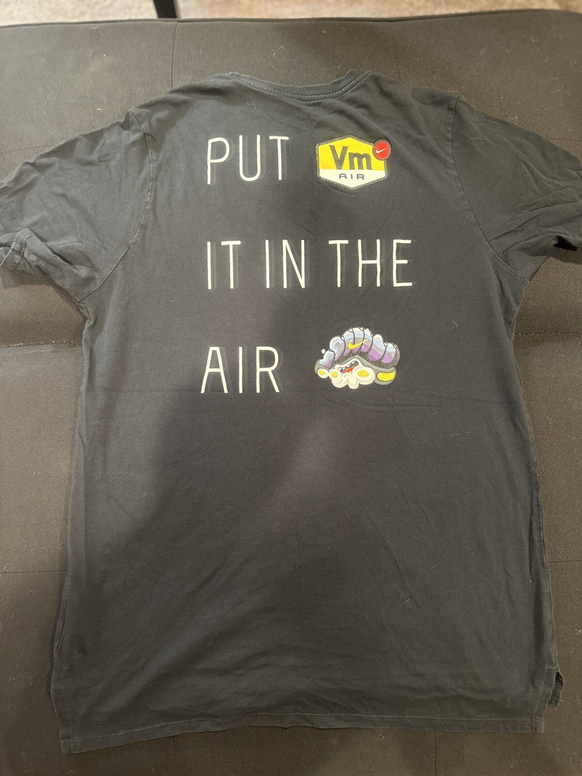 Nike Men’s Sportswear T-Shirt -Put It In The Air – Black And Yellow – Medium