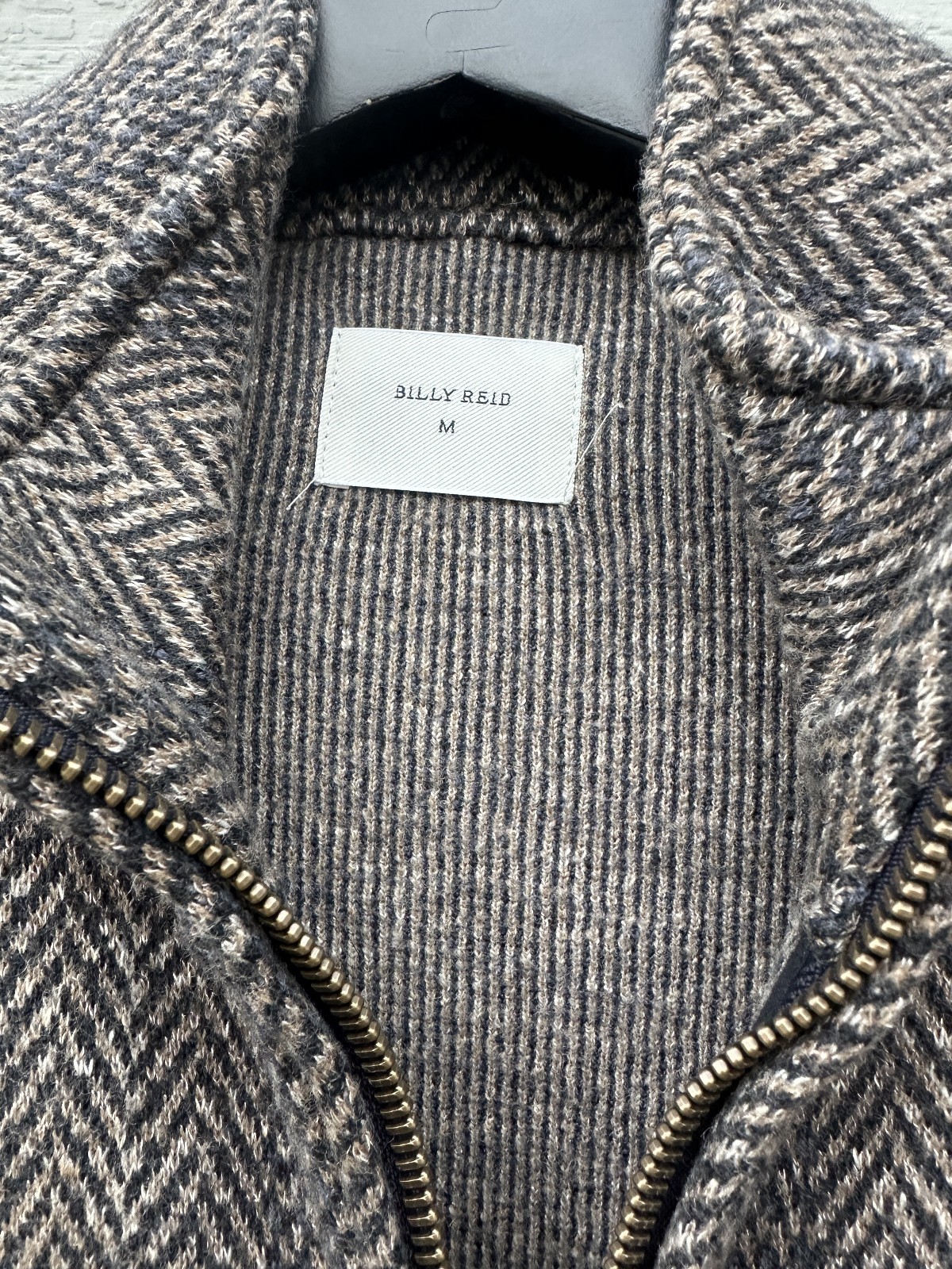 Billy Reid Jacket Mens Wool Herringbone Tracket Jacket, Medium
