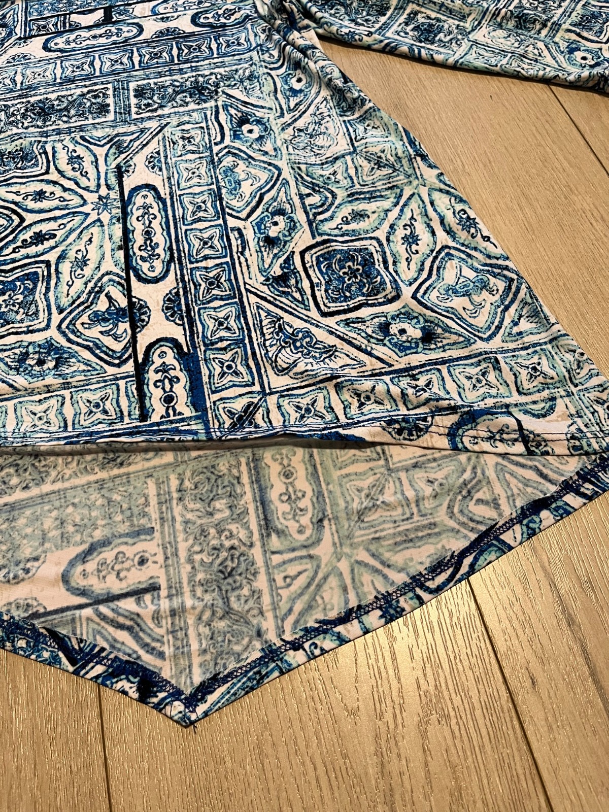 chicos womens blue boho asymmetrical 3 quarter tunic shirt top 3