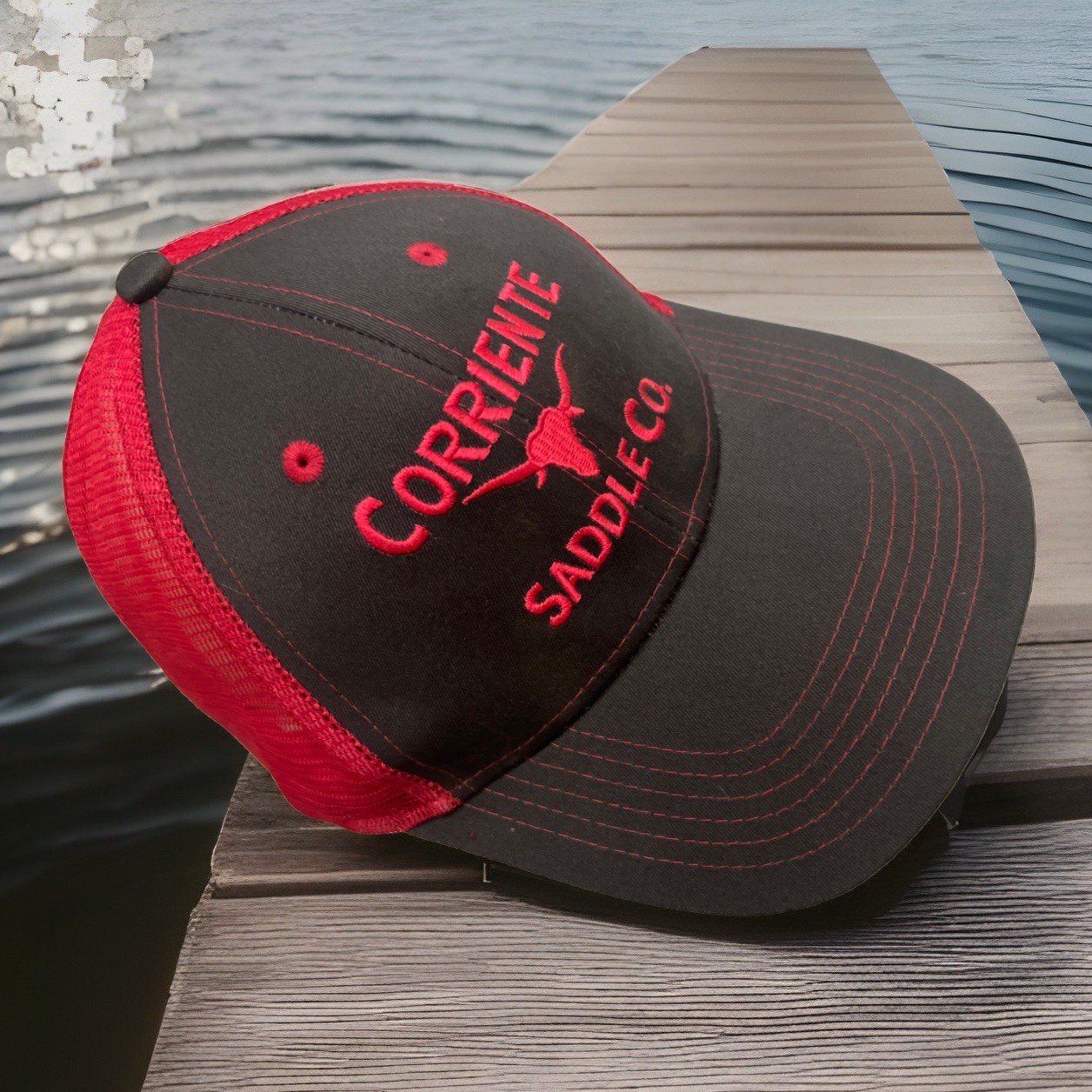Corriente Saddle Co. Hot Pink & Dark Gray Adjustable Strap Back Mesh Hat / Cap
