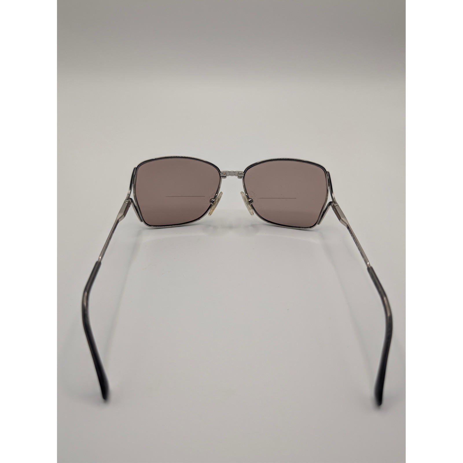 BerDel Sferoflex Abby Vintage Square Sunglasses Silver Blueburst Italy 120mm