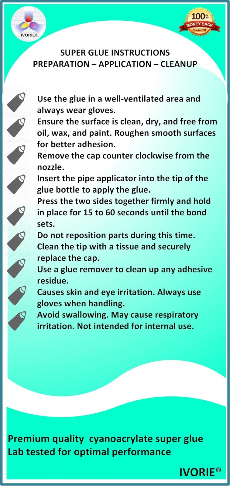 Super Glue Adhesive Instant Bonding Cyanoacrylate Acrylic Gel 20G Clear