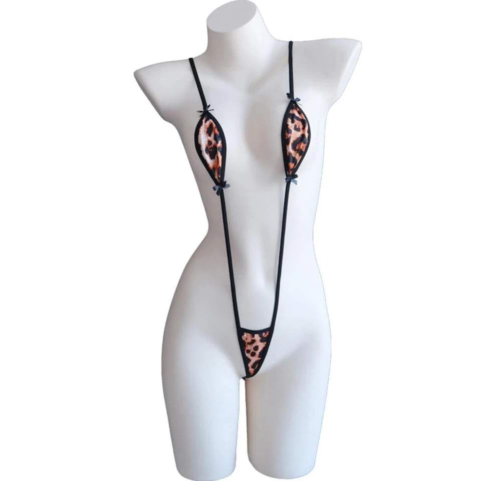 Extreme Slutty Leopard Micro Bikini Fetish Cosplay Stripper One Piece One Size