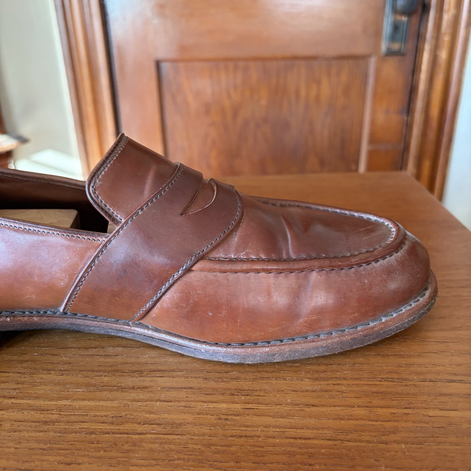 ALLEN EDMONDS 13EEE NATURAL SHELL CORDOVAN RANDOLPH LOAFERS SHOES 13 3E
