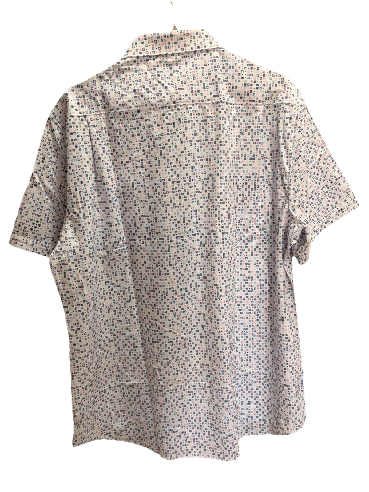 7 Diamonds Men’s XLG Geometric Stretch Short Sleeve Button-Up Shirt White