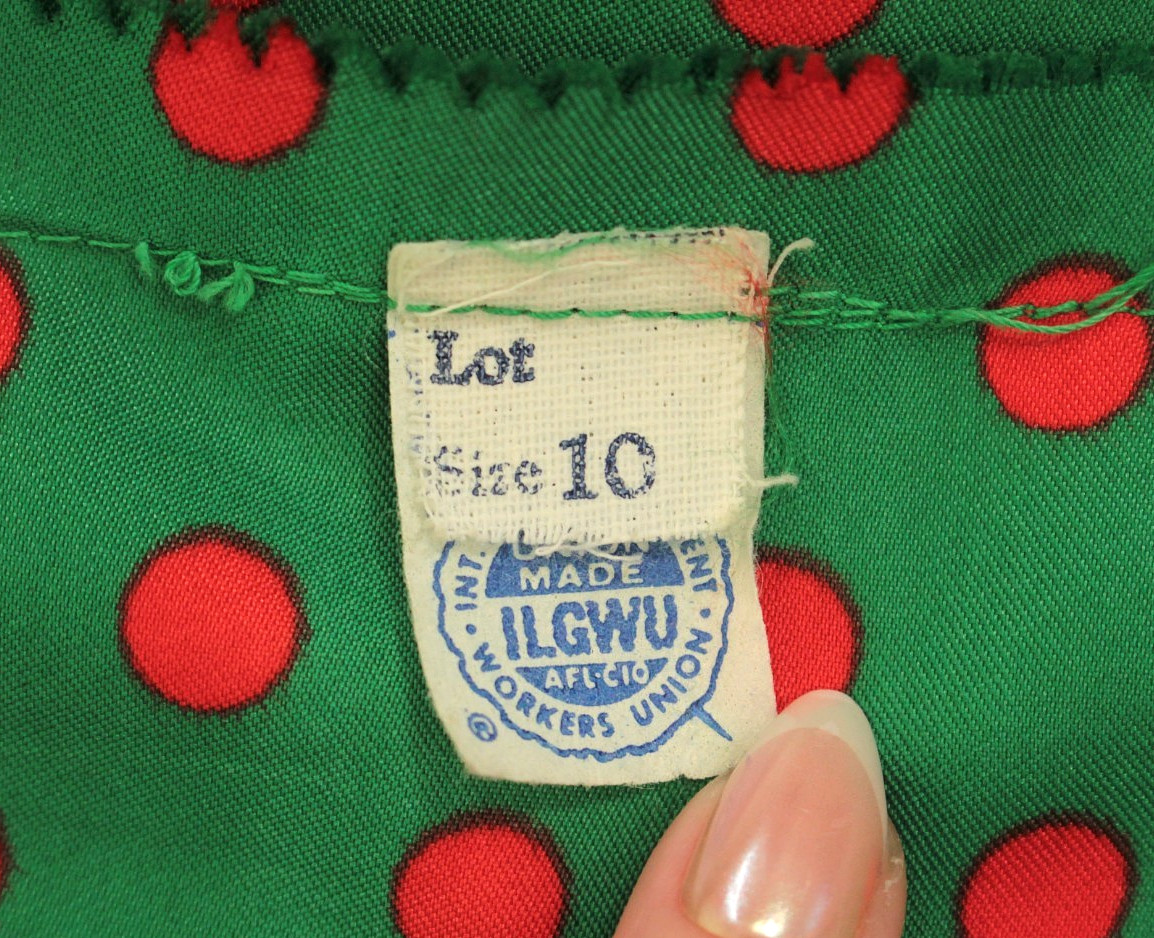 VTG 60s Green & Red Polka Dot Mod Pleated Skirt Dress Sz M 1960s Carlye
