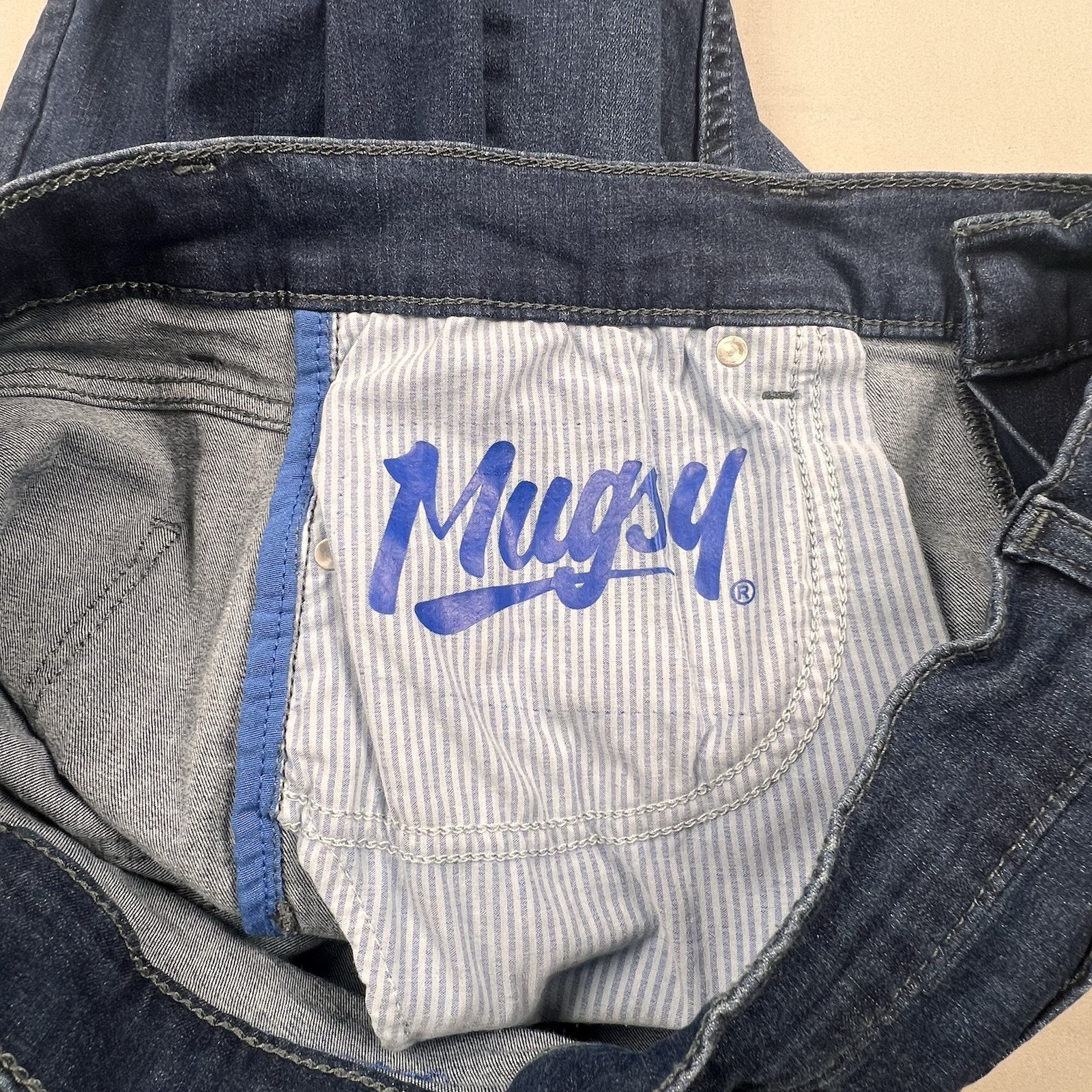 Mugsy Fultons Jeans Men’s 34×31 FLX3NFU Blue Dark Wash Denim Slim Tapered Flex