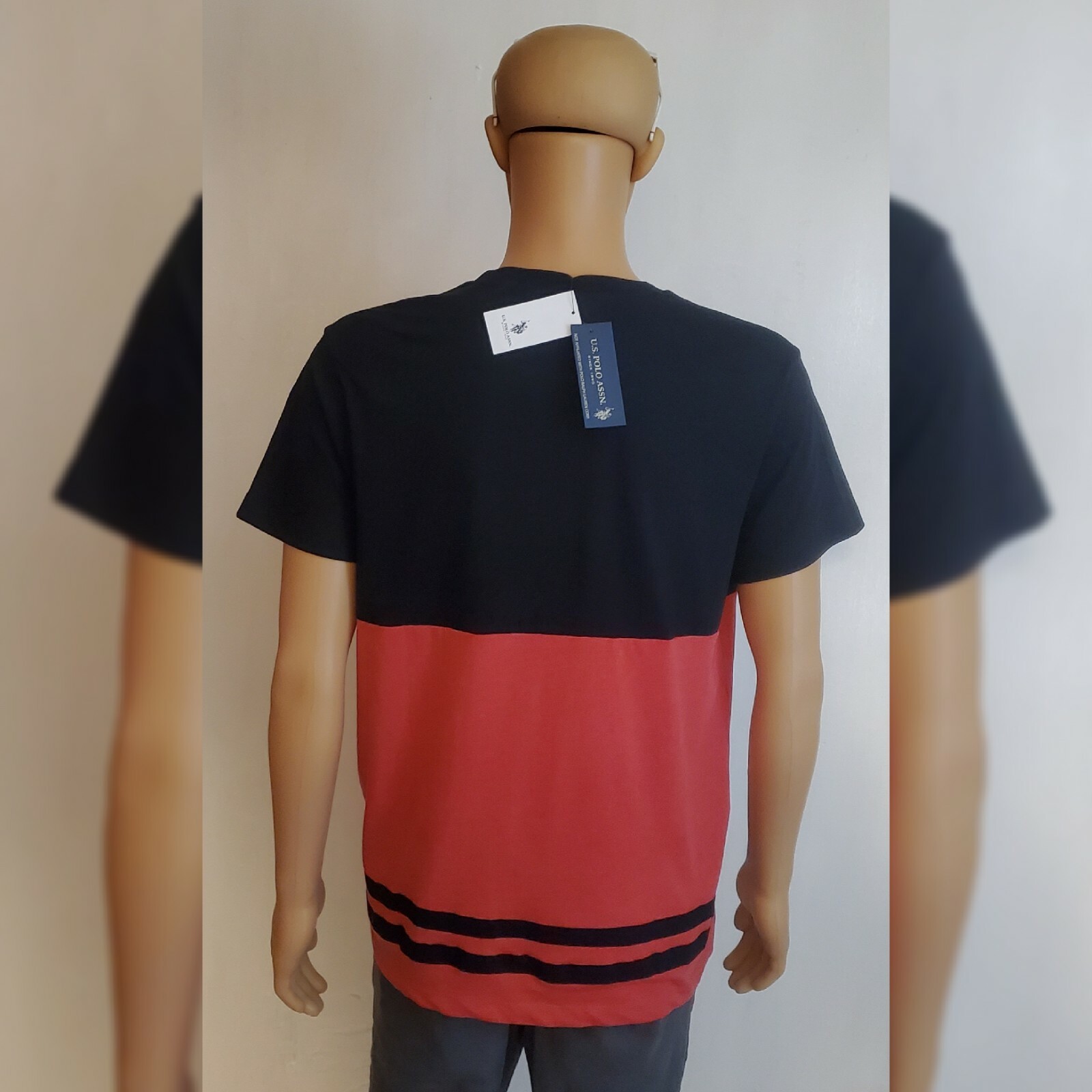 US POLO ASSN TSHIRT MEN CREW NECK SHORT SLEEVE SIZ L BLACK TWO POLO PLAYERS LOGO