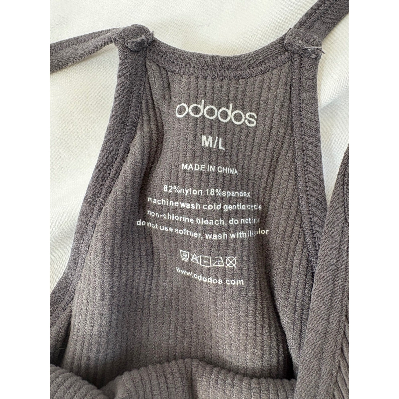 Ododos Ribbed Seamless Racerback Tank Top Dark Gray M/L Athletic Yoga Camisole