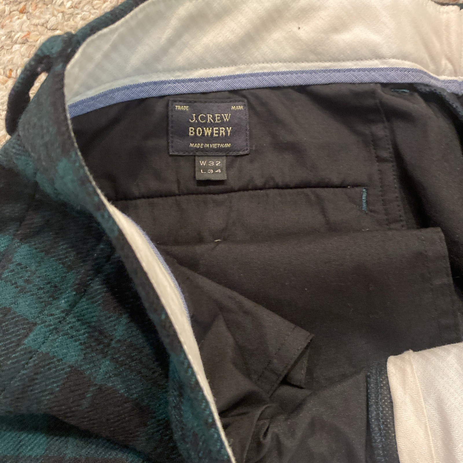 J. Crew Bowery Pants Mens 32 x34 Plaid Wool Pants