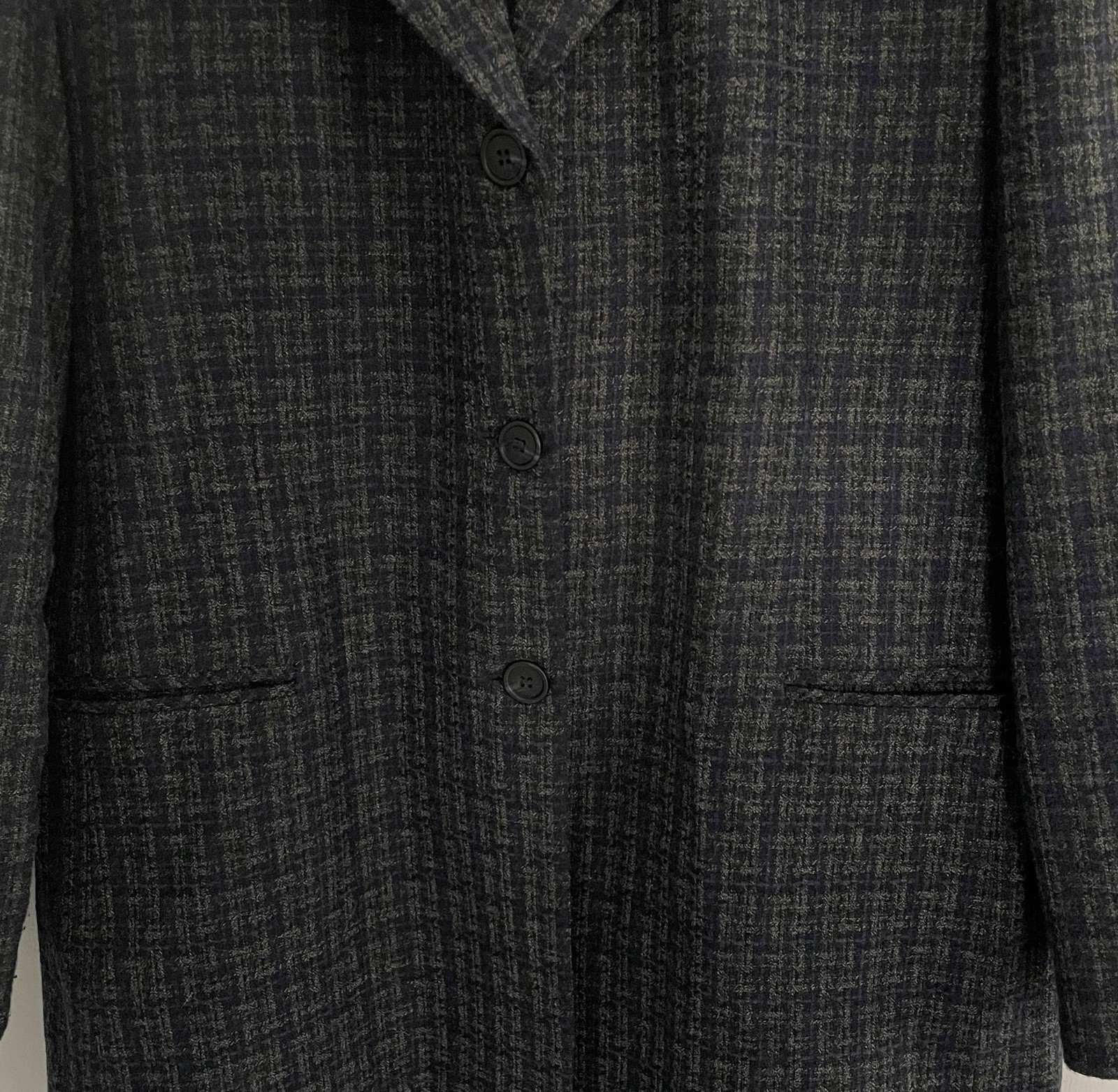 Vtg Adolfo Studio Women’s 2 Piece Tweed Skirt Suit Gray Blue Blazer Work Size 14