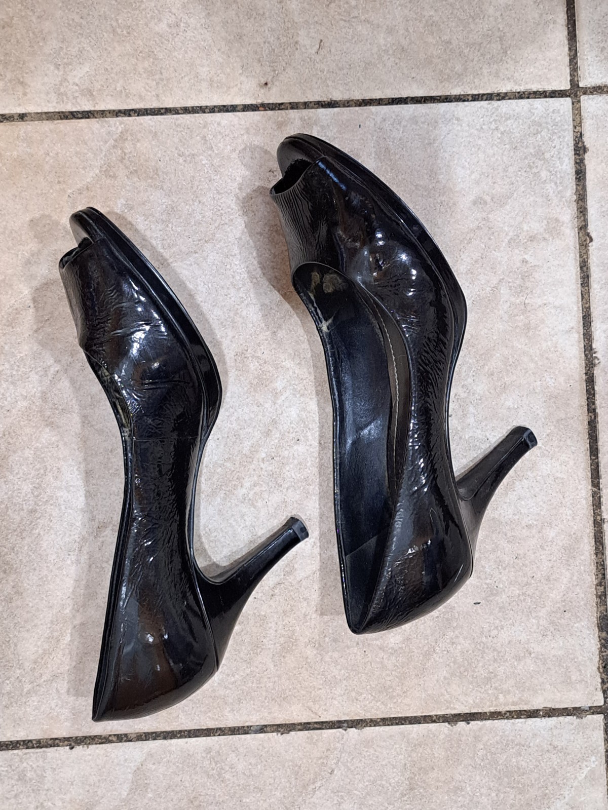 Alex Marie black peep toe high heel shoes size 8