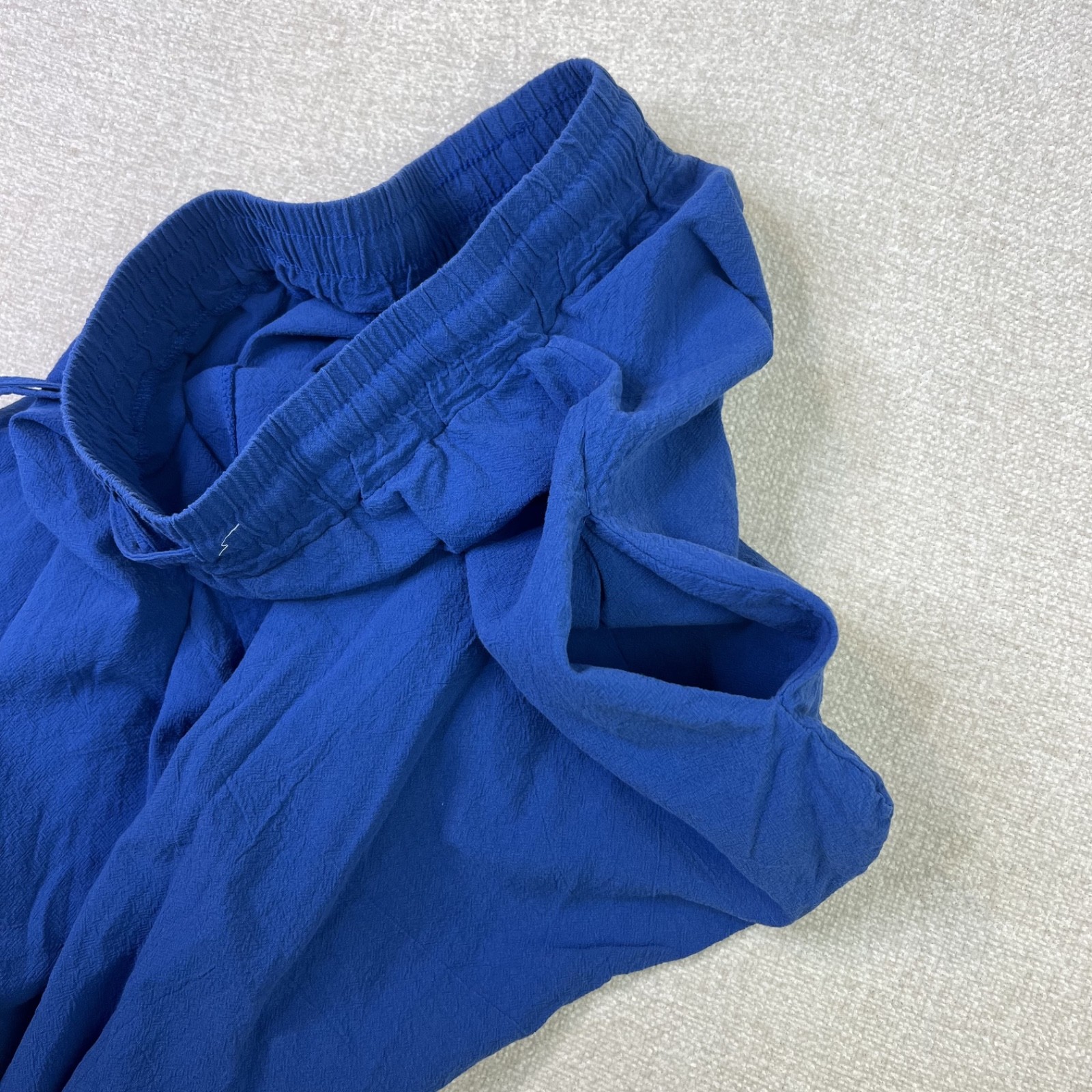 100% Cotton Harem Pants Organic Coastal Gauze Boho Wide Leg Barrel Blue M