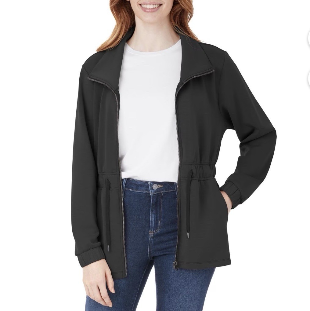 Member’s Mark Women’s Full Zip Mock Collar Long Sleeve Sandwash Jacket Sz XL