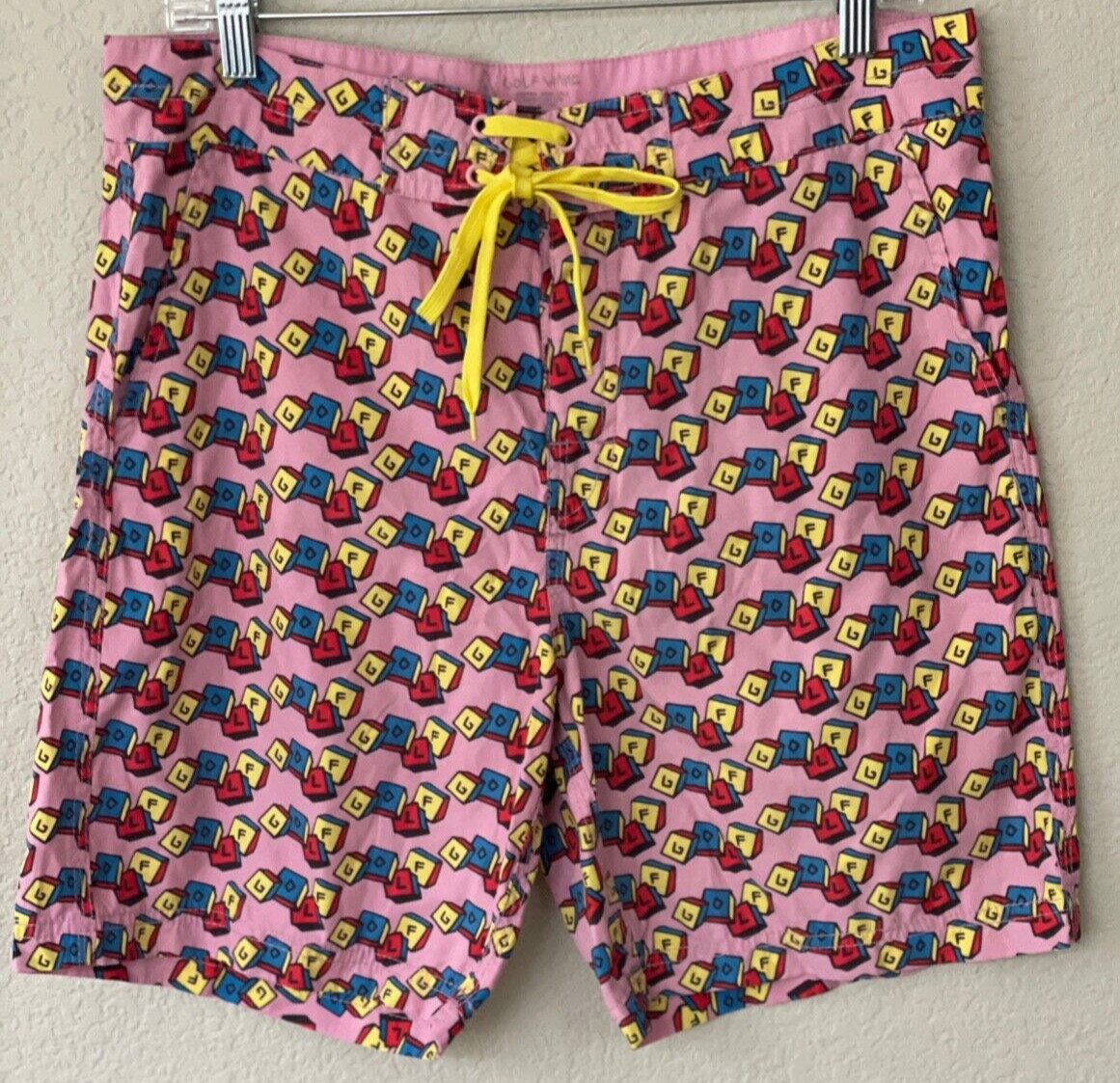 GOLF WANG TYLER The Creator Cube Pink Unlined Drawstring Board Shorts Men’s 32