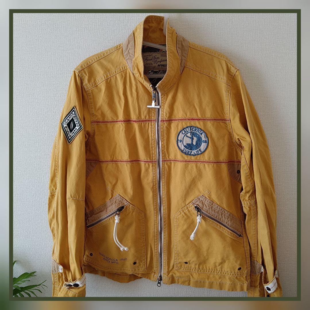 AVIREX Jacket Blouson Coat Men Size L Yellow Vintage Genuine