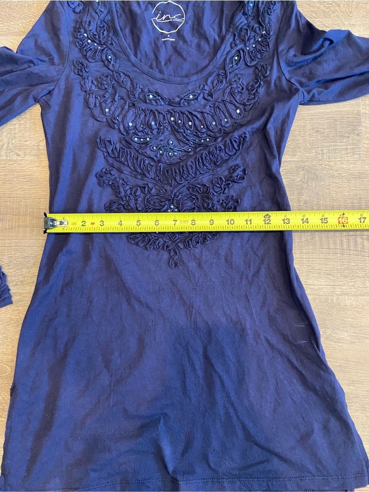 INC Modal Long Sleeve Beaded Tunic Shirt Flare Sleeves NWT Small