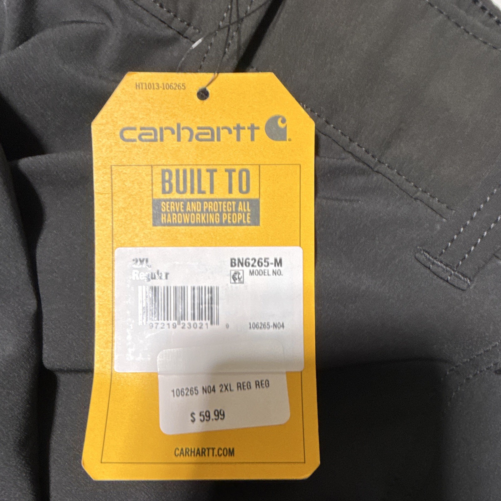 Carhartt Force Sun Defender Relaxed Fit Pants 2XL Black Nylon Canvas BN6265-M