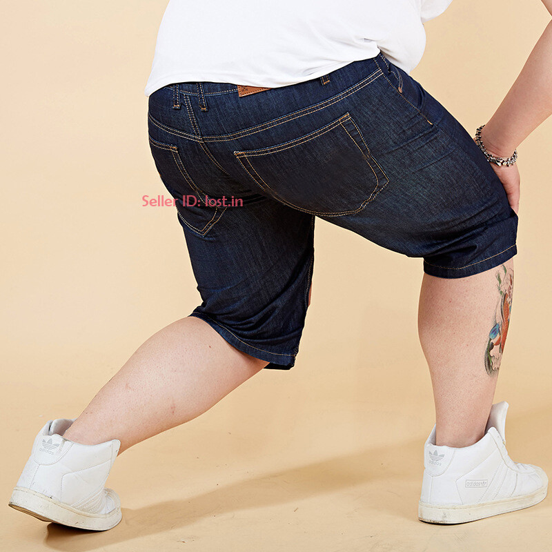Men Denim Shorts Half Pant Casual Loose Jeans Stretch Cargo Denim Pants Big Size
