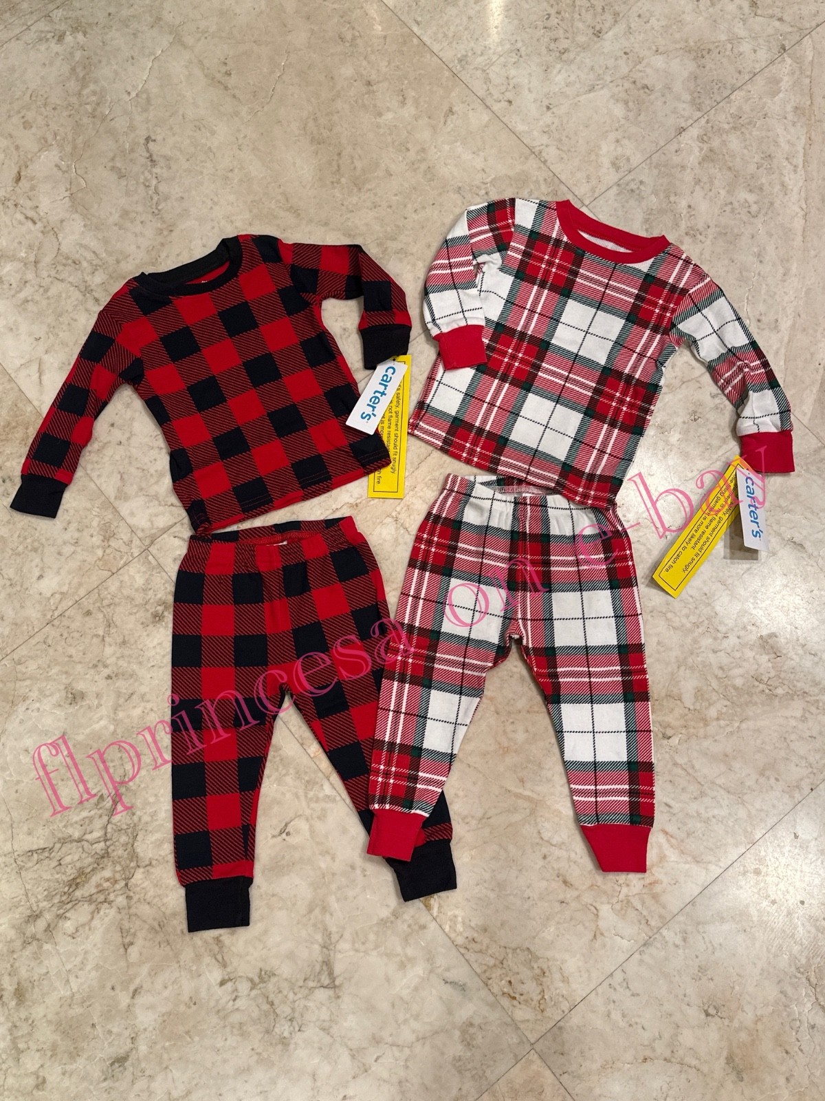 NWT CARTER’S 2-Piece Plaid 100% Snug Fig Cotton Pajamas, Christmas, 12M