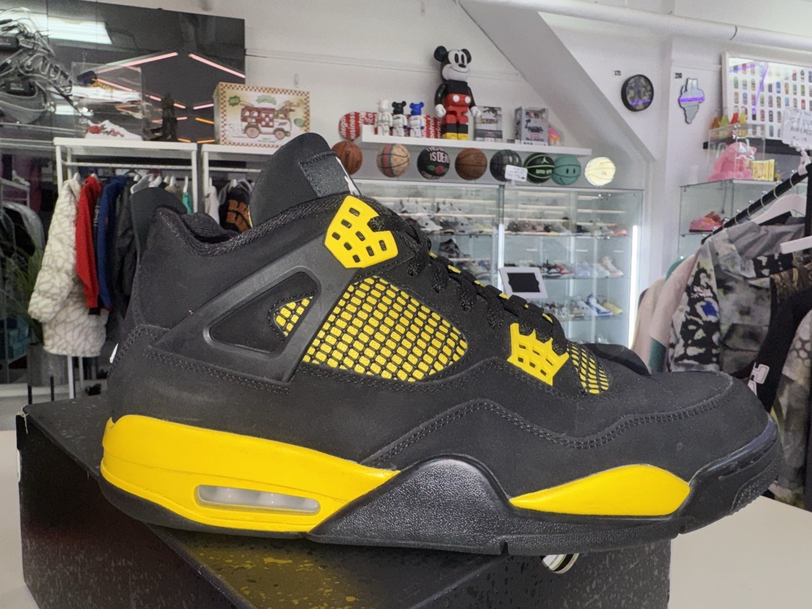 Air Jordan 4 Retro Thunder Black Yellow AJIV AJ4 DH6927 017 Men Shoe Size 12.5