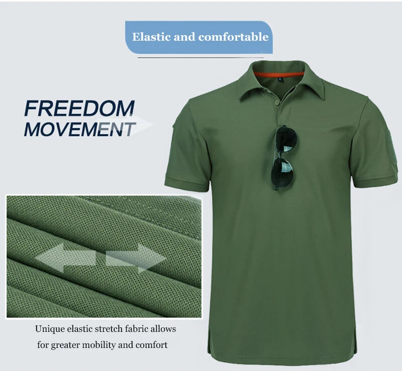 Tactical Casual Men’s Short Sleeve Polo T-Shirt Combat Top Shirt Quick Dry Sport