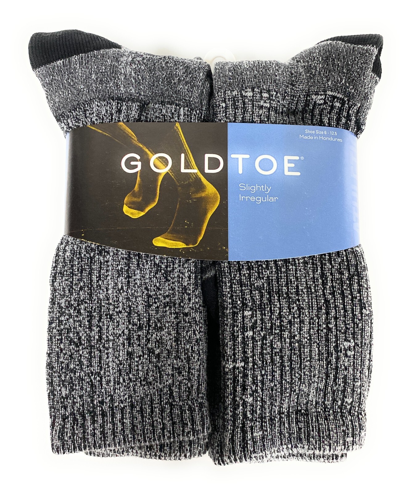 GOLD TOE 6 Pack Men’s Athletic Crew Socks Black White Grey Size 6-12 Irregular