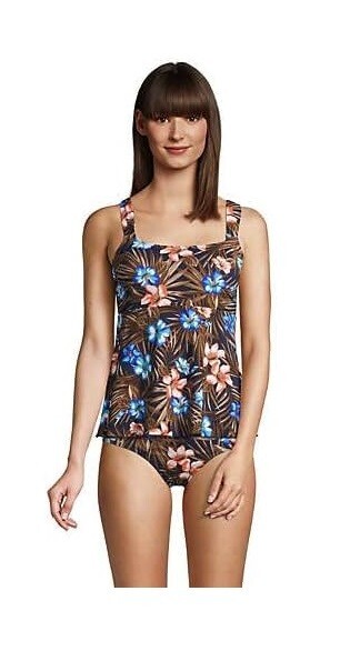 NWT Lands’ End Women’s Flutter Scoop Neck Tankini Swimsuit Size XS $85 FLF157