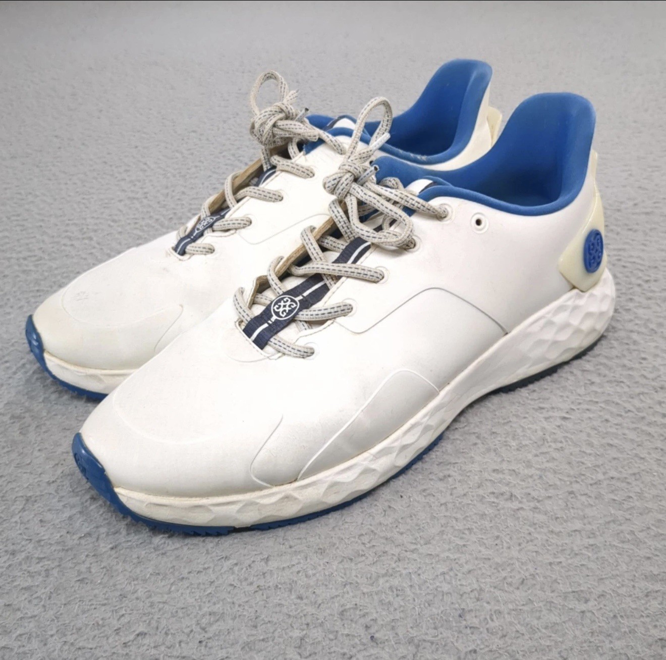 G/FORE MG4+ Golf Shoes Mens Size 12 White Blue Spikeless Golf Sneakers