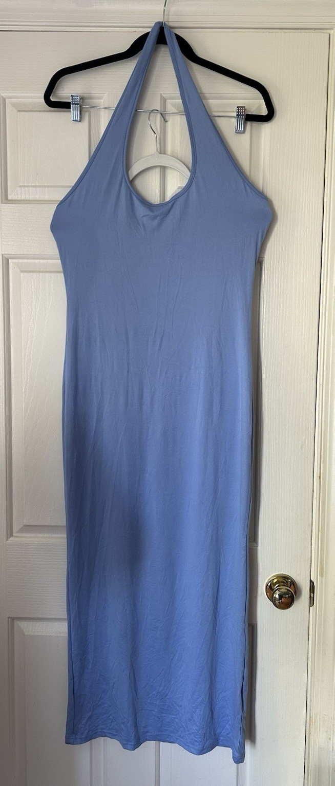 Lot of 2, 1 Shein Blue Scoop Neck Sleeveless; 1 black strappy both L, Bodycon