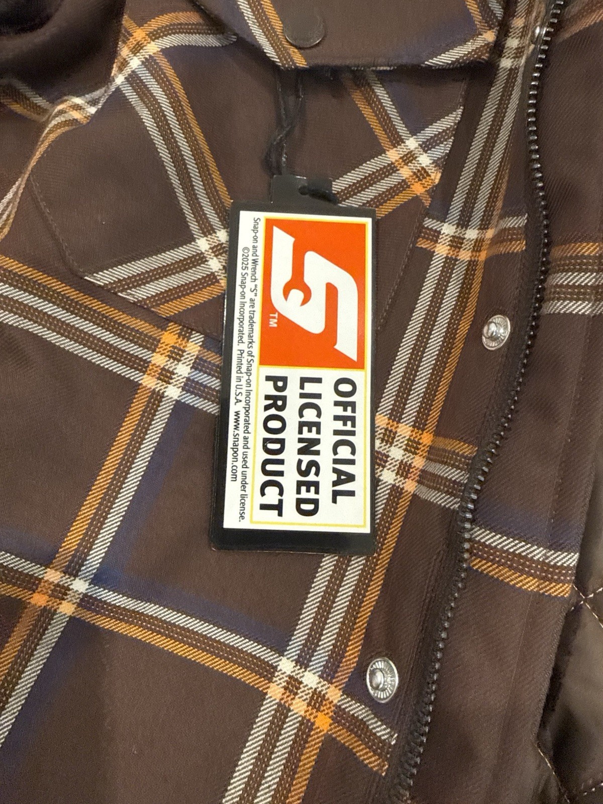 Dixxon Snap on Flannel jacket medium Mens Yellow Brown Plaid