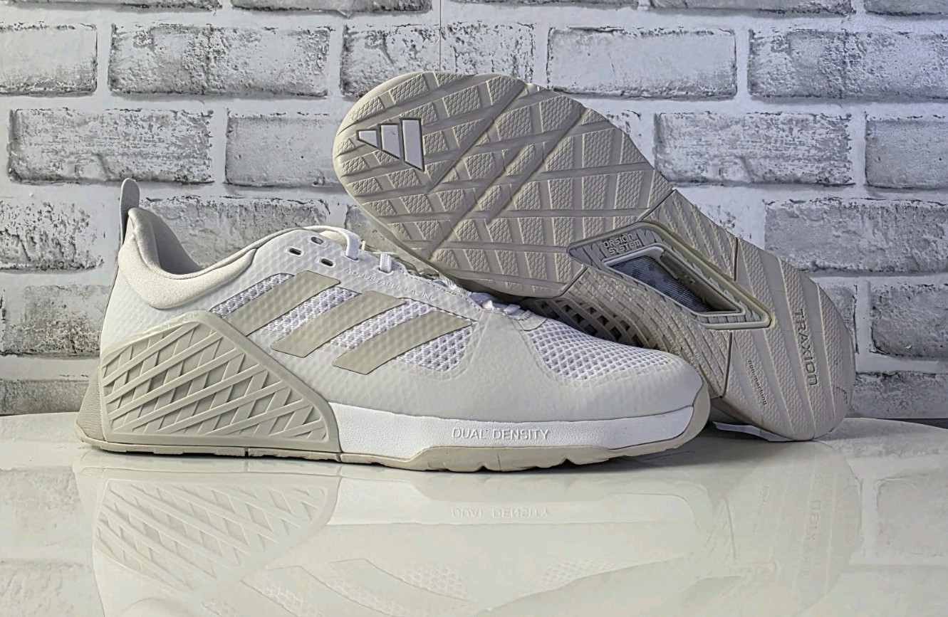 Adidas Dropset 2 Shoes Men Size 11.5 White Gym Weightlifting lace up ID4957