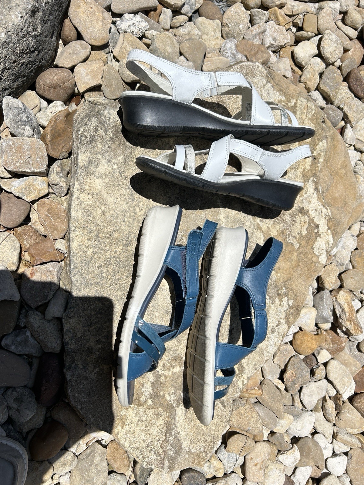 ECCO 2 Pair of Felicia Slingback Leather Sandals Blue and White Size EU 39 US 8