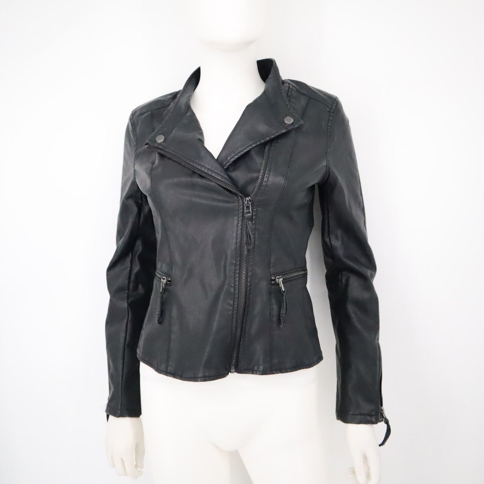 Blank NYC Faux Leather Vegan Jacket Moto Zip Biker Black Size XS Y2K
