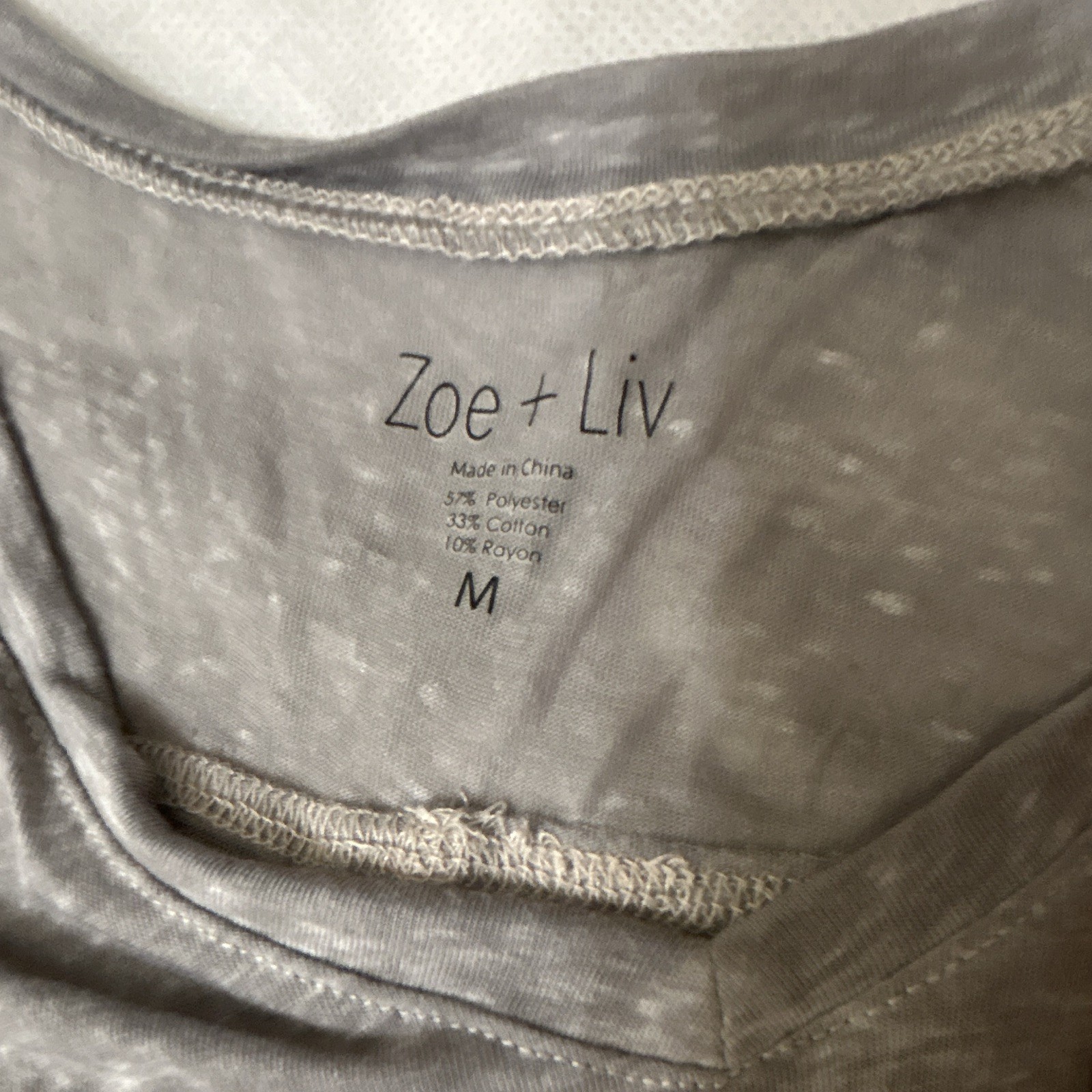 Zoe + Liv Women’s M Gray Scoop Neck Tank Top Sleeveless “Coffee Work Wine”