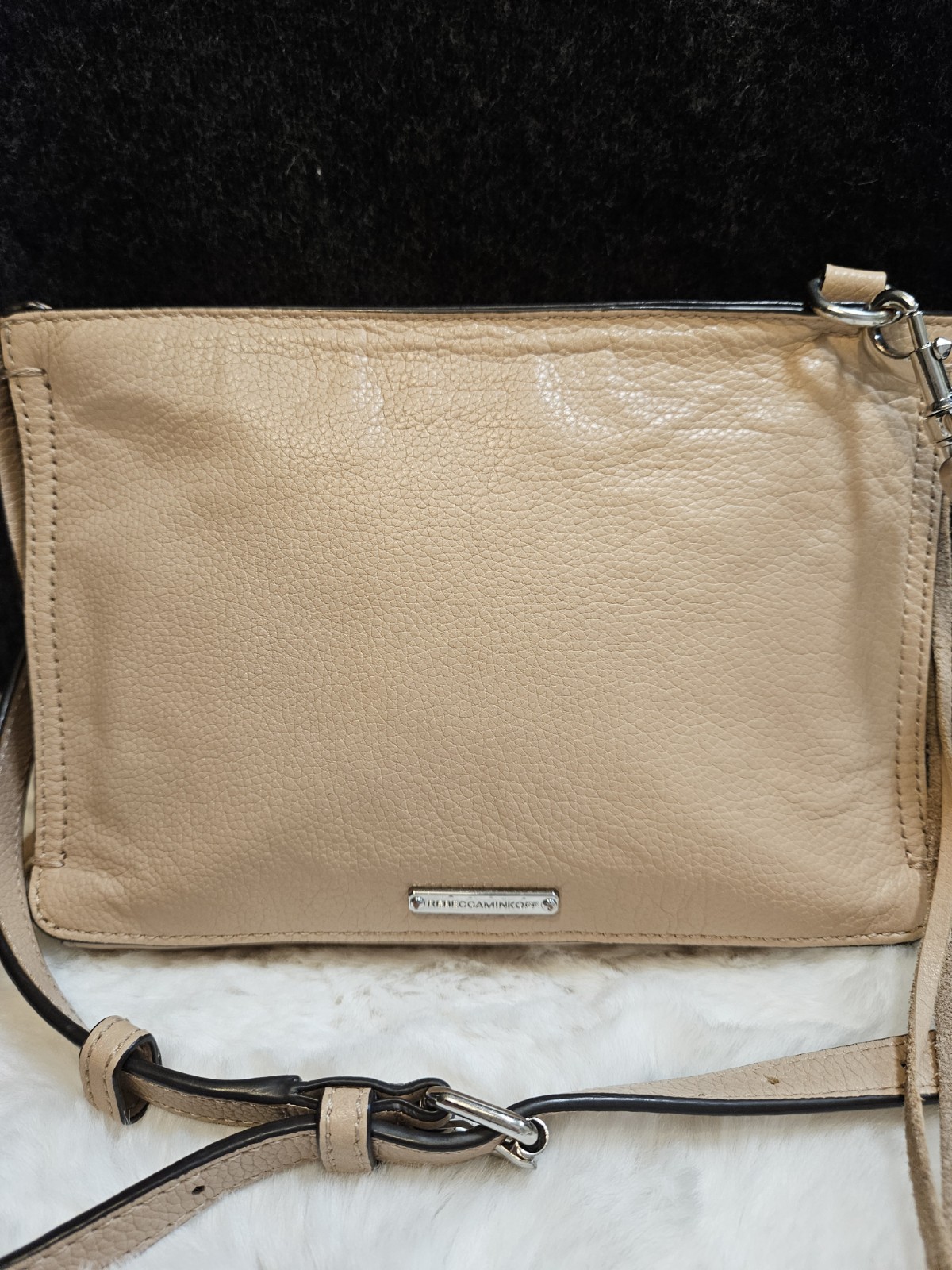 Rebecca Minkoff M.A.C. Morning After Clutch Crossbody Nude Pebbled Leather