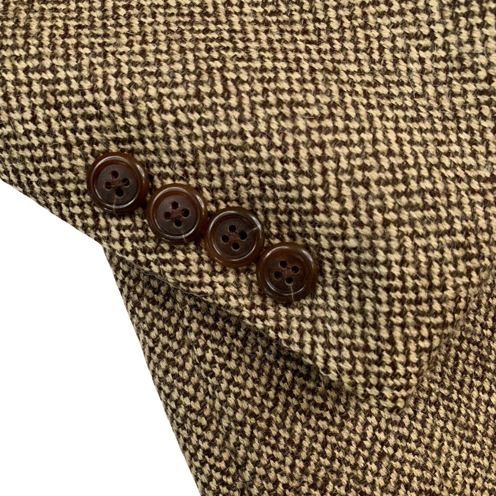 VTG 40 L Southwick Clothes Light Brown Chunky Knit Patch Pocket Wool Blazer
