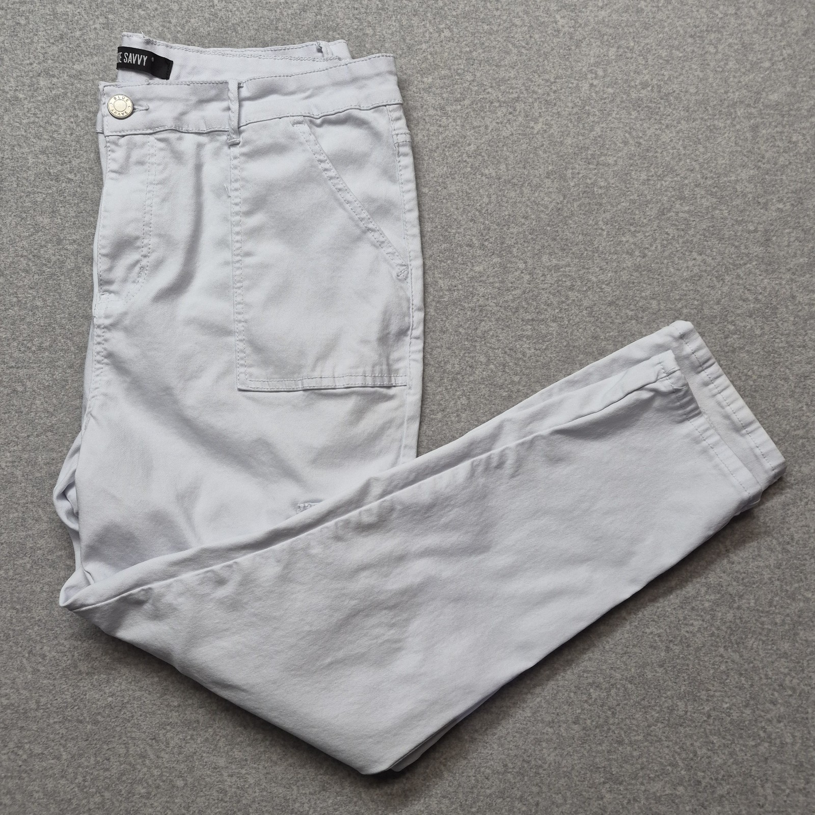 Blue Savvy White Cargo Pants Womens 22 Utility Tactical Stretch High Rise