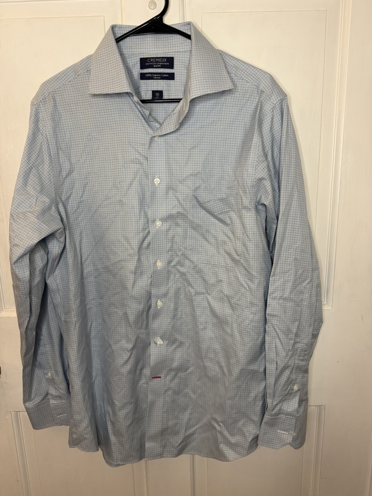Cremieux Advanced Gen Non-Iron Slim Fit Supima Cotton Check Shirt Blue 16.5 35