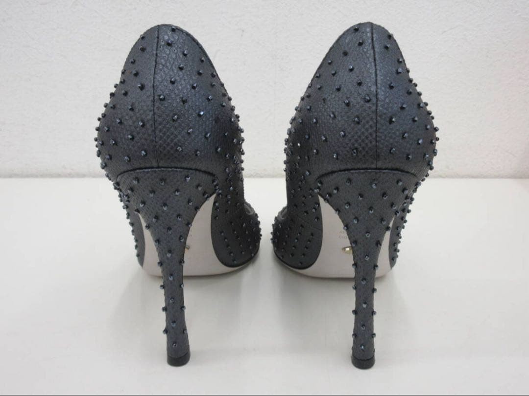 Sergio Rossi Open Toe High Heel Black Gray Women’s Size EU35/US5
