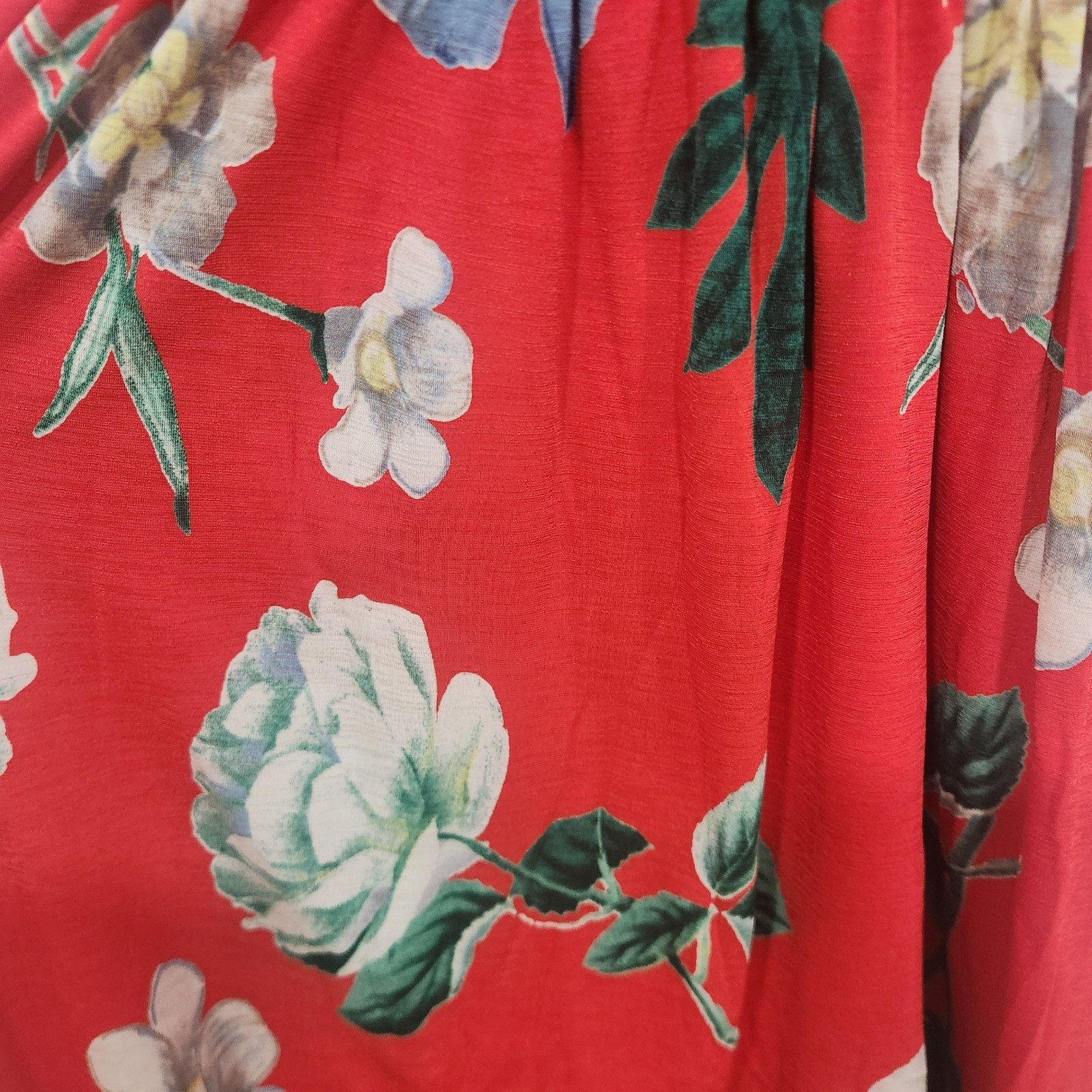 Women’s Small Hailey & Co Red Floral High Low Ruffle Dress Sleeveless V-Neck